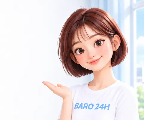 편안한 표정으로 설명하는 여성 3D 인물